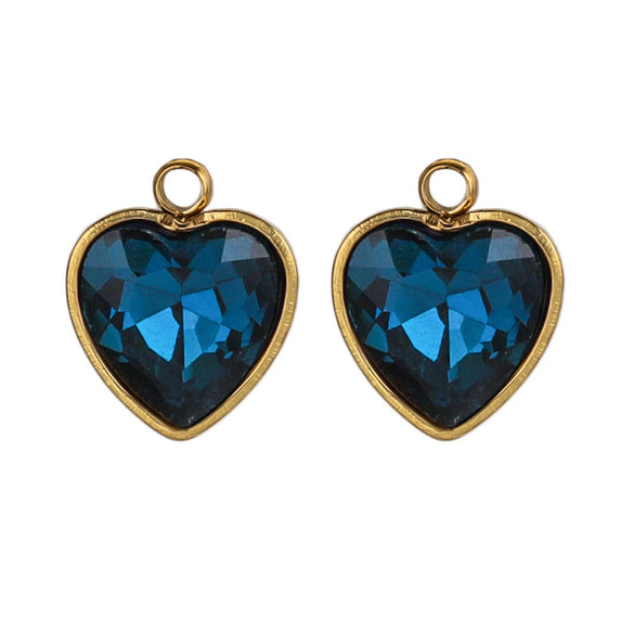 Stainless Steel Love Heart Crystal Pendant Accessories For Necklace And Earrings With Electroplating