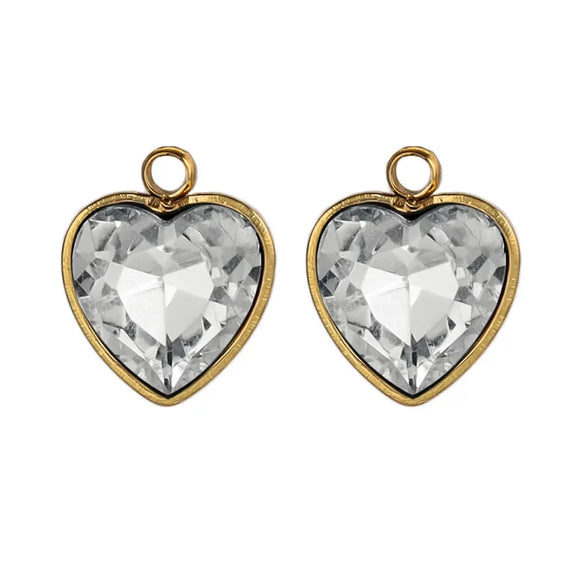 Stainless Steel Love Heart Crystal Pendant Accessories For Necklace And Earrings With Electroplating