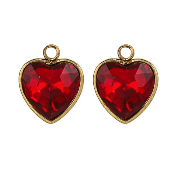 Stainless Steel Love Heart Crystal Pendant Accessories For Necklace And Earrings With Electroplating