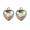 Stainless Steel Love Heart Crystal Pendant Accessories For Necklace And Earrings With Electroplating