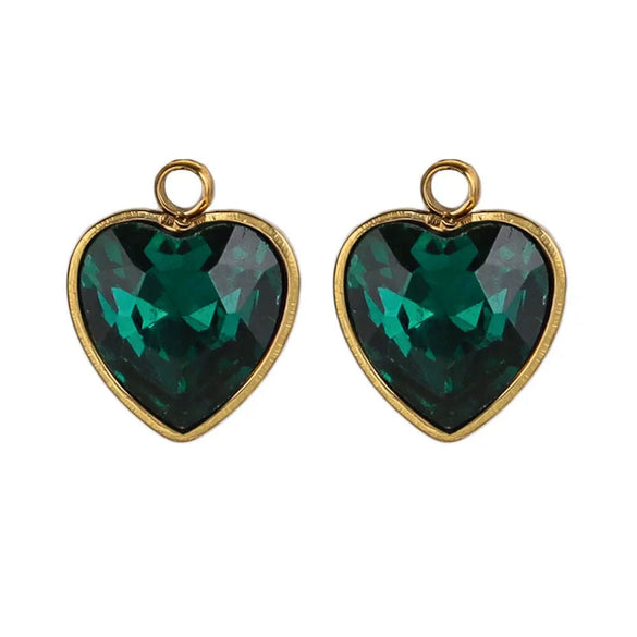 Stainless Steel Love Heart Crystal Pendant Accessories For Necklace And Earrings With Electroplating