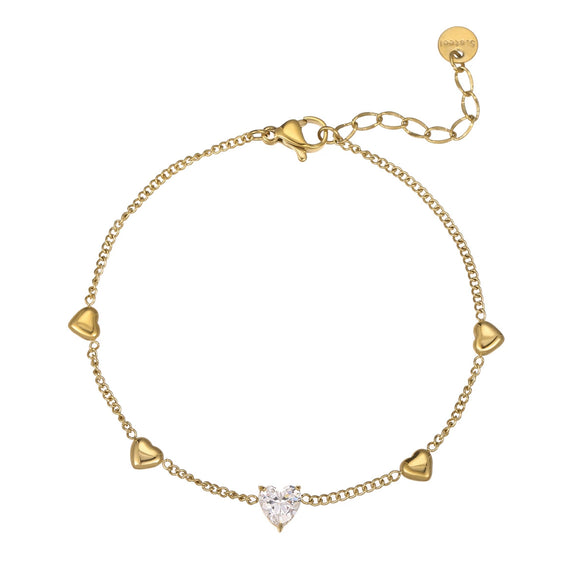 Stainless Steel Love Heart Inlaid Zircon Electroplated Bracelet For Women Fashion Jewelry