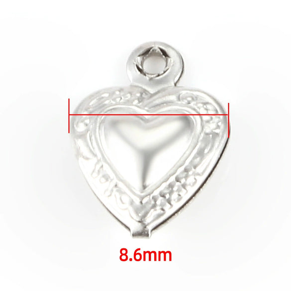 Stainless Steel Love Heart Shape Pendant For Necklace Bracelet Extension Chain With Electrolysis Treatment