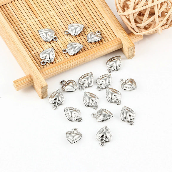 Stainless Steel Love Heart Shape Pendant For Necklace Bracelet Extension Chain With Electrolysis Treatment