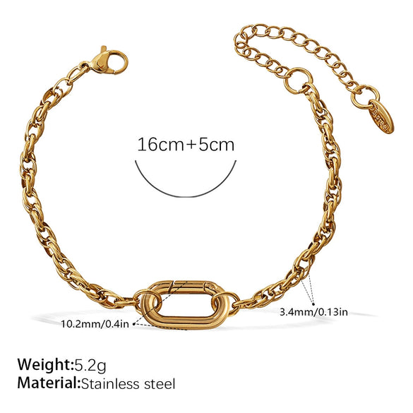 316L Stainless Steel Love Hollow Croissant Bracelet With Natural Stone Pearl Electroplating