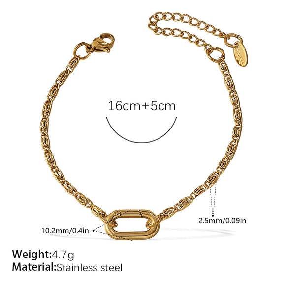 316L Stainless Steel Love Hollow Croissant Bracelet With Natural Stone Pearl Electroplating