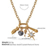 316L Stainless Steel Love Hollow Croissant Bracelet With Natural Stone Pearl Electroplating