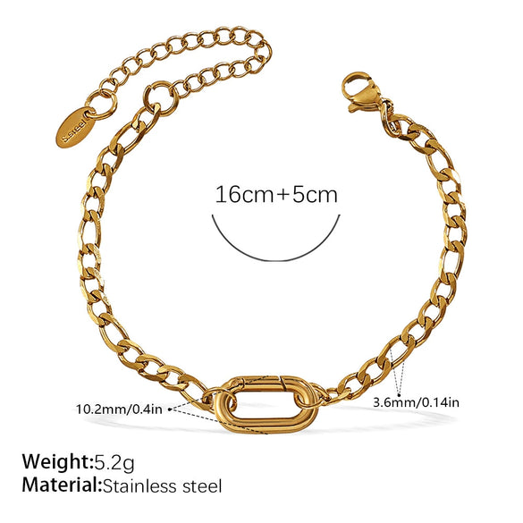 316L Stainless Steel Love Hollow Croissant Bracelet With Natural Stone Pearl Electroplating