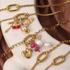 316L Stainless Steel Love Hollow Croissant Bracelet With Natural Stone Pearl Electroplating