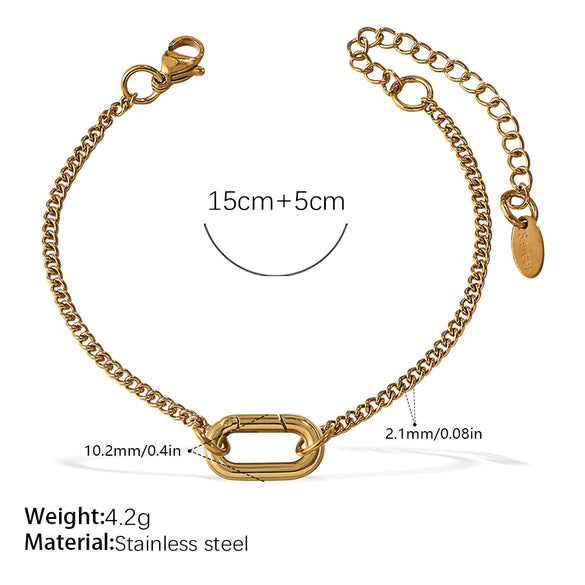 316L Stainless Steel Love Hollow Croissant Bracelet With Natural Stone Pearl Electroplating