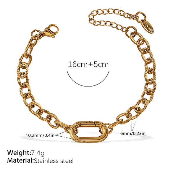 316L Stainless Steel Love Hollow Croissant Bracelet With Natural Stone Pearl Electroplating