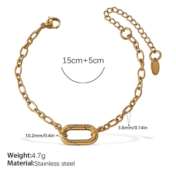 316L Stainless Steel Love Hollow Croissant Bracelet With Natural Stone Pearl Electroplating