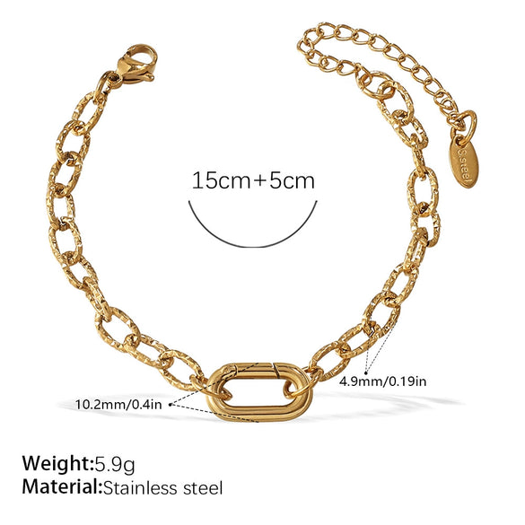 316L Stainless Steel Love Hollow Croissant Bracelet With Natural Stone Pearl Electroplating