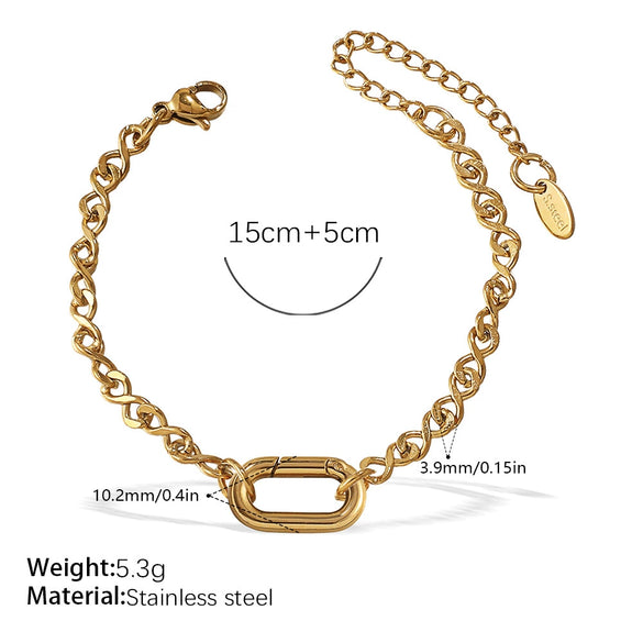 316L Stainless Steel Love Hollow Croissant Bracelet With Natural Stone Pearl Electroplating