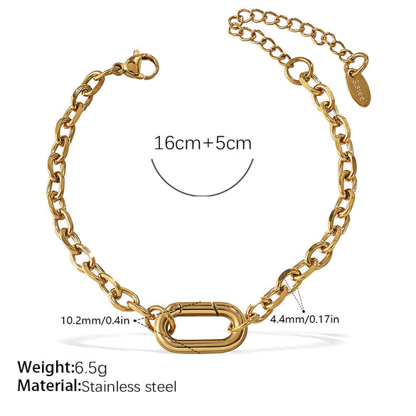 316L Stainless Steel Love Hollow Croissant Bracelet With Natural Stone Pearl Electroplating