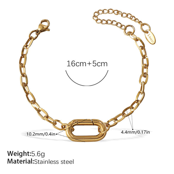 316L Stainless Steel Love Hollow Croissant Bracelet With Natural Stone Pearl Electroplating