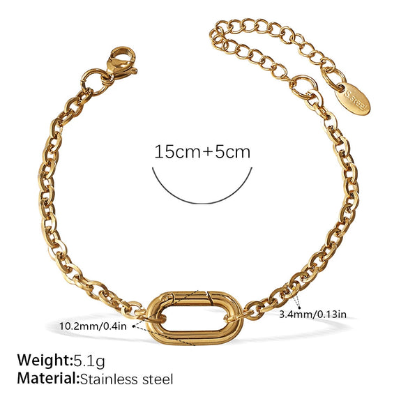 316L Stainless Steel Love Hollow Croissant Bracelet With Natural Stone Pearl Electroplating