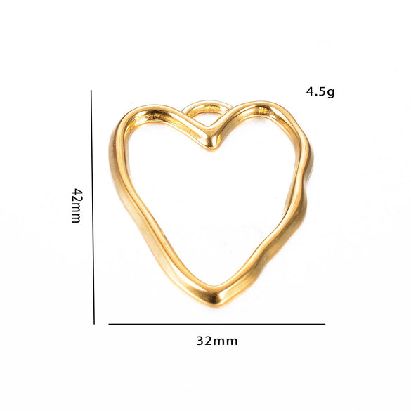 Stainless Steel Love Irregular Heart Electroplated Handmade Jewelry Accessories Pendant