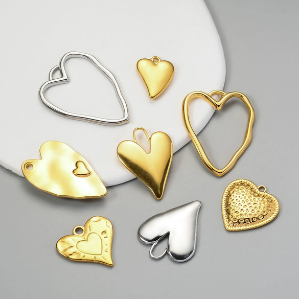 Stainless Steel Love Irregular Heart Electroplated Handmade Jewelry Accessories Pendant
