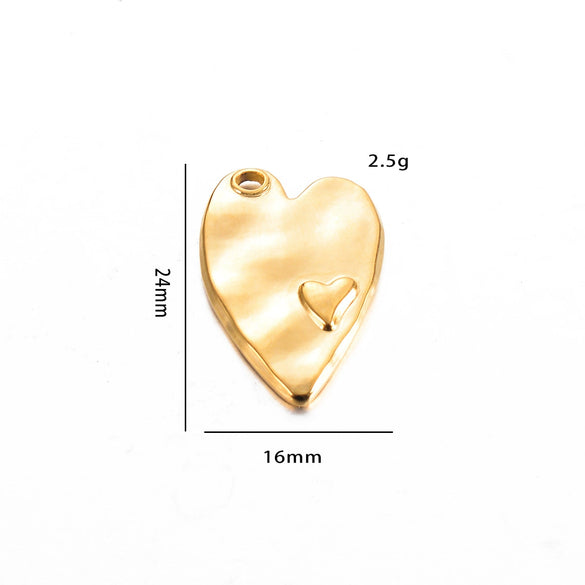 Stainless Steel Love Irregular Heart Electroplated Handmade Jewelry Accessories Pendant