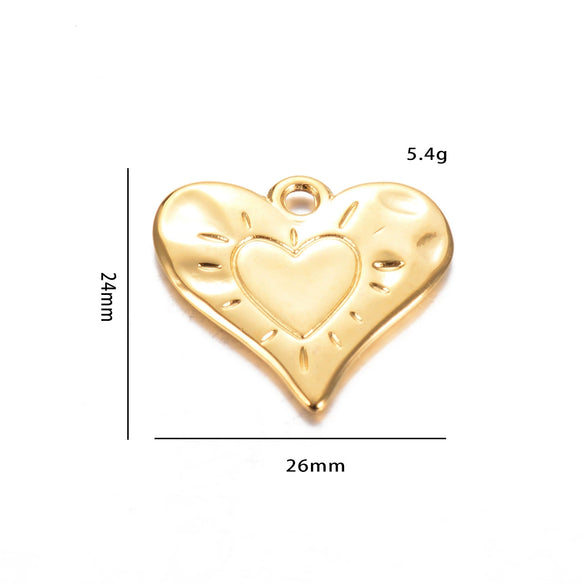 Stainless Steel Love Irregular Heart Electroplated Handmade Jewelry Accessories Pendant