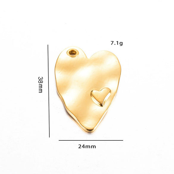 Stainless Steel Love Irregular Heart Electroplated Handmade Jewelry Accessories Pendant