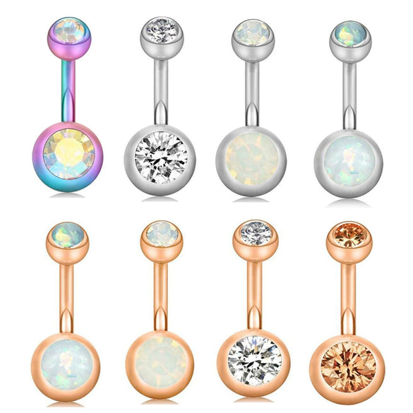 Stainless Steel Love Navel Ring Body Piercing Jewelry With Flower Pattern