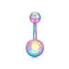 Stainless Steel Love Navel Ring Body Piercing Jewelry With Flower Pattern
