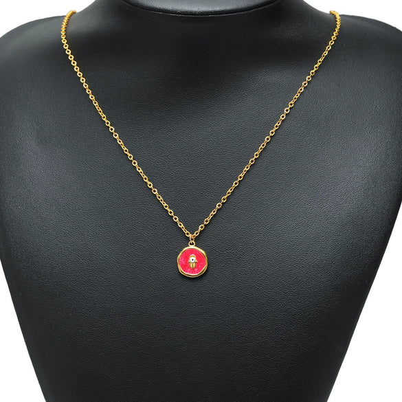 Stainless Steel Love Palm Peach Heart Pendant Oil Dripping Diy Retro Necklace Earrings Accessories