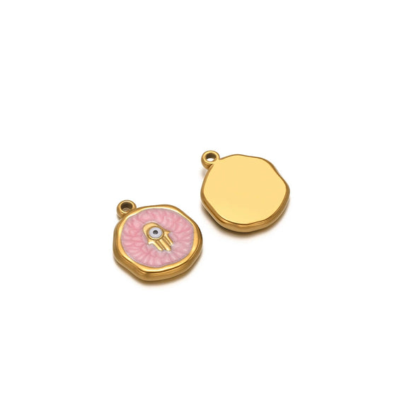 Stainless Steel Love Palm Peach Heart Pendant Oil Dripping Diy Retro Necklace Earrings Accessories