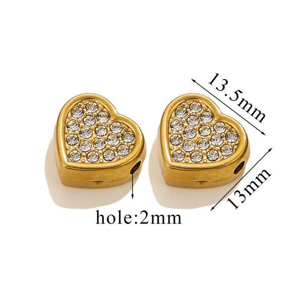 Stainless Steel Love Pattern Hollow Heart Bead Bracelet Jewelry Accessories With Crystal Diamond Zirconium Casting Process