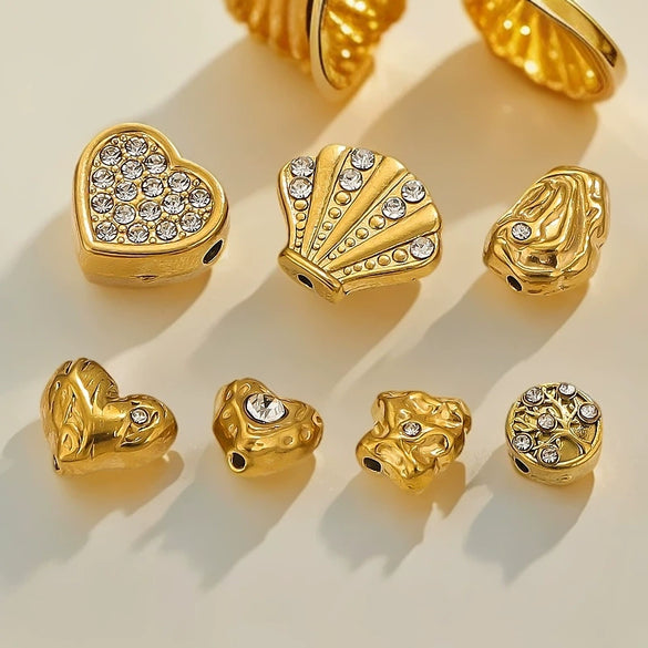 Stainless Steel Love Pattern Hollow Heart Bead Bracelet Jewelry Accessories With Crystal Diamond Zirconium Casting Process