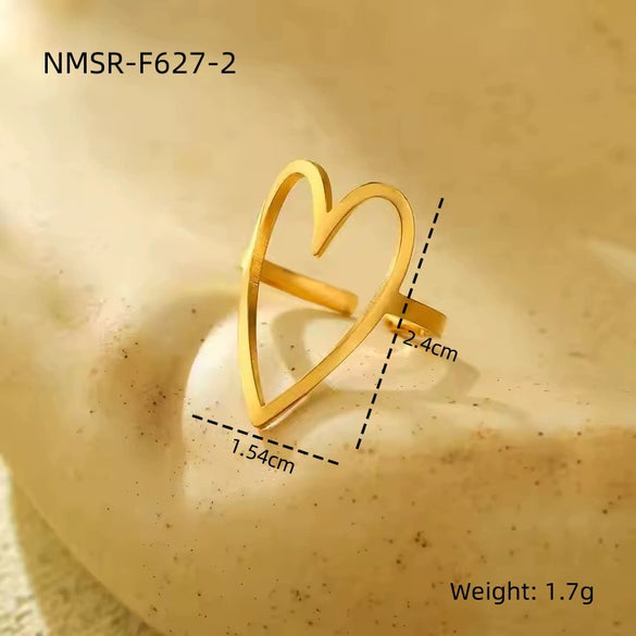 Stainless Steel Love Peach Heart Ring Electroplated Trendy Versatile Jewelry