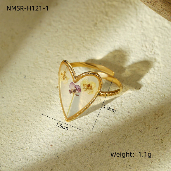 Stainless Steel Love Peach Heart Ring Electroplated Trendy Versatile Jewelry