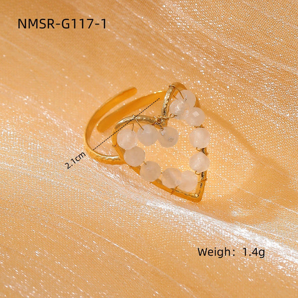 Stainless Steel Love Peach Heart Ring Electroplated Trendy Versatile Jewelry