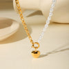 Stainless Steel Love Pendant Pearl Figaro Chain Women's Light Luxury Necklace With Geometric Pattern And Electroplating
