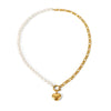Stainless Steel Love Pendant Pearl Figaro Chain Women's Light Luxury Necklace With Geometric Pattern And Electroplating