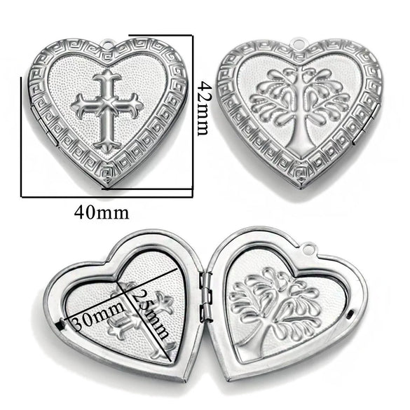 Stainless Steel Love Photo Box Pendant With Vintage Embossed Pattern And Electroplating For Necklace Jewelry Accessories