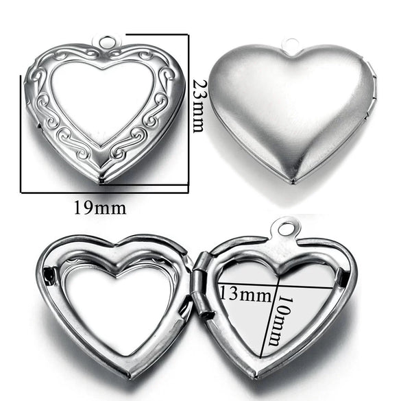 Stainless Steel Love Photo Box Pendant With Vintage Embossed Pattern And Electroplating For Necklace Jewelry Accessories