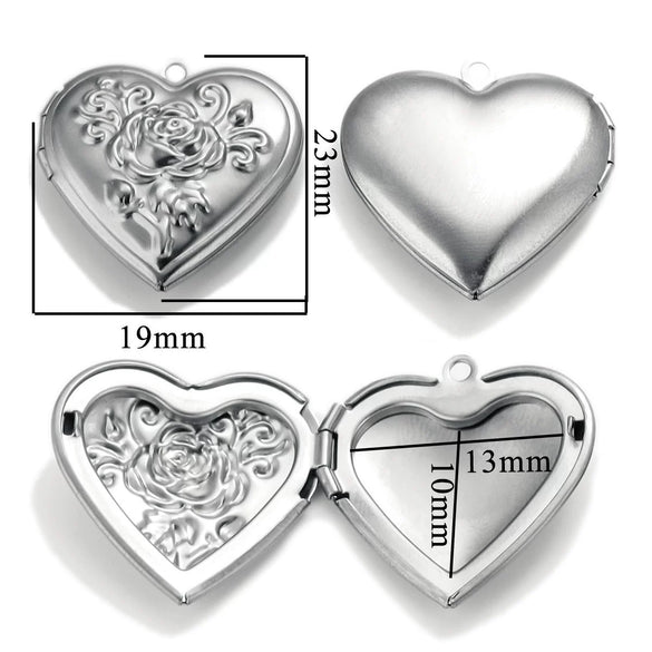 Stainless Steel Love Photo Box Pendant With Vintage Embossed Pattern And Electroplating For Necklace Jewelry Accessories
