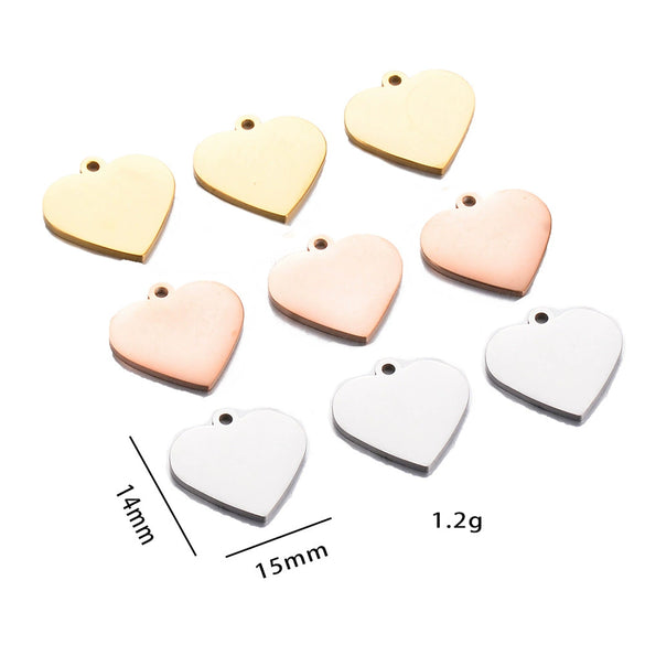 Stainless Steel Love Shape Jewelry Accessories Singlesided Polished Brushed Electroplated Diy Necklace Bracelet Pendant