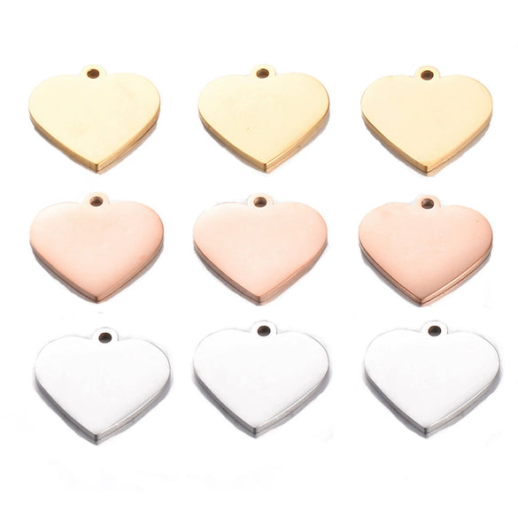 Stainless Steel Love Shape Jewelry Accessories Singlesided Polished Brushed Electroplated Diy Necklace Bracelet Pendant