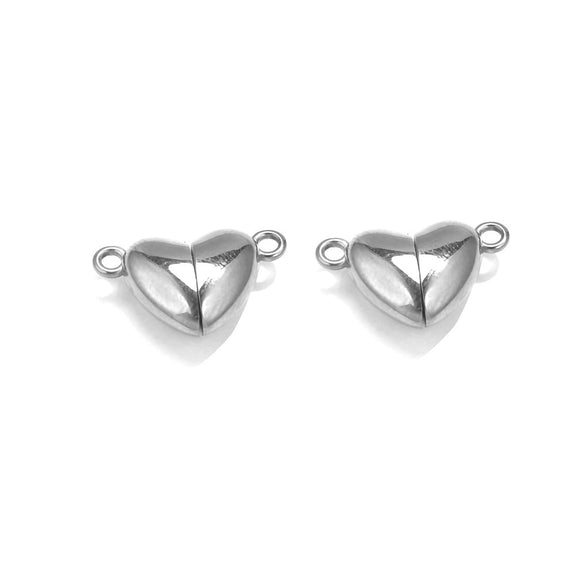 Stainless Steel Love Shape Magnetic Buckle Pendant Leather Bracelet Jewelry Making Accessories With Electroplating