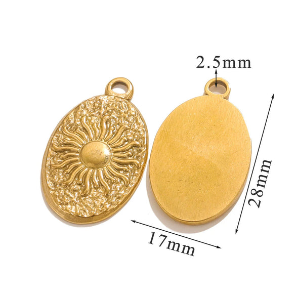 Stainless Steel Love Shape Tarot Sun Star Inspired Electroplated Necklace Pendant Jewelry Accessories