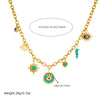 Stainless Steel Love Sun Mang Star Drop Oil Eyes Pendant Necklace With Heart Shape Pattern And Electroplating Process For Women