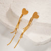 Stainless Steel Love Tassel Earrings Electroplated Medieval Geometric Style Jewelry For Women