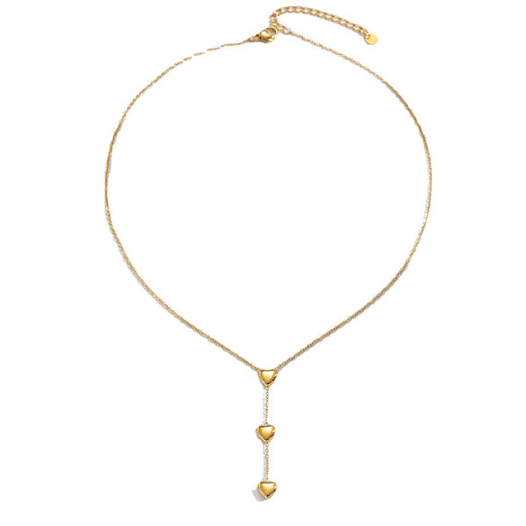Stainless Steel Love Tassel Pendant Electroplated Clavicle Necklace For Women