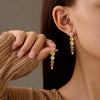 Stainless Steel Love Zircon Tassel Earrings Electroplated Minimalist Style For Women