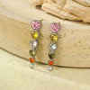 Stainless Steel Love Zircon Tassel Earrings Electroplated Minimalist Style For Women