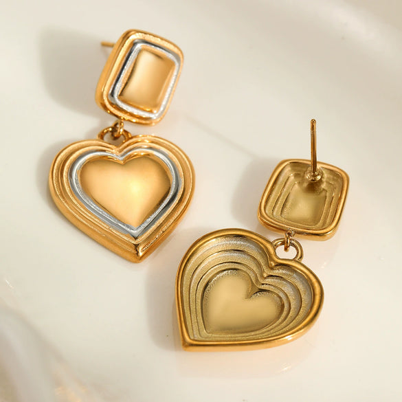 Stainless Steel Loveshaped Electroplated Earrings For Women
